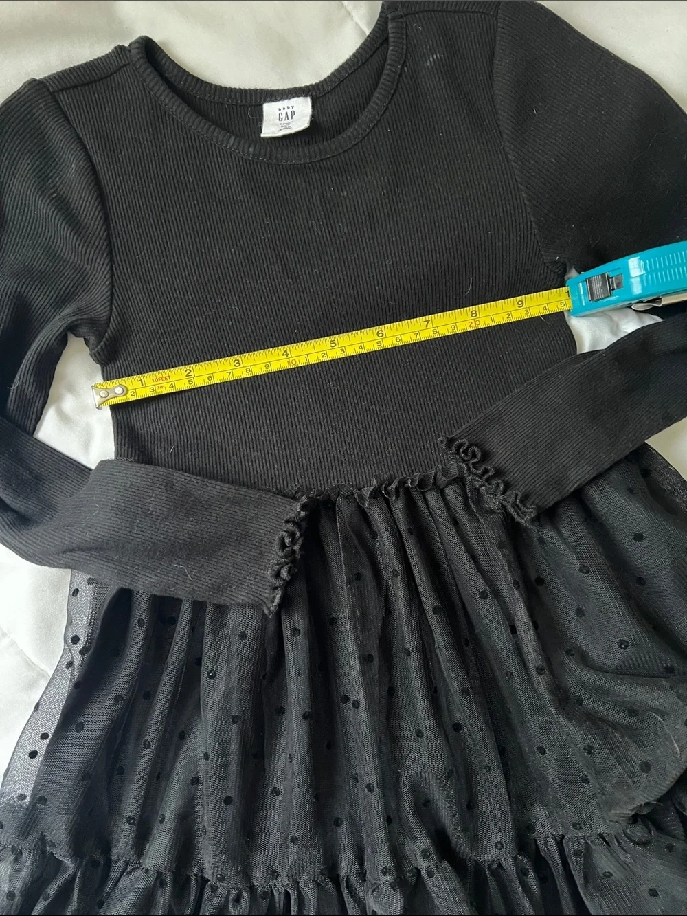 GAP Black 5T Long-Sleeve Tulle Dot Party Dress